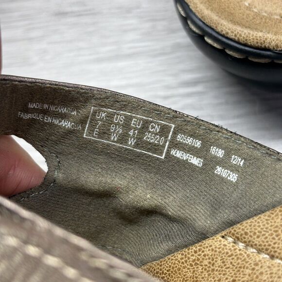 Clarks Collection Leisa Sz 9.5W Brown Metallic Leather Adjustable Straps Sandals - Picture 8 of 12